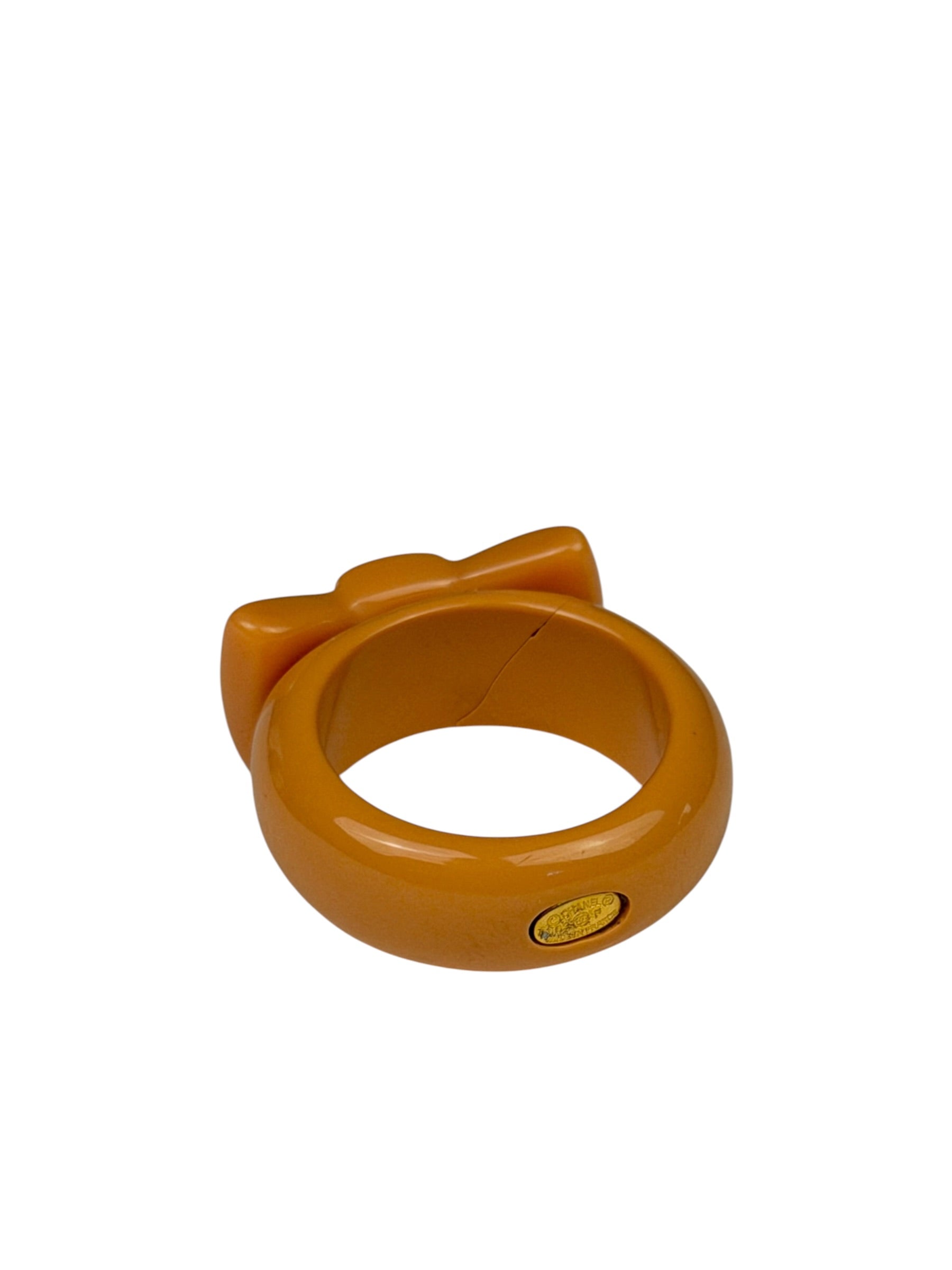 Chanel Vintage Pink Beige Coco Mark Ribbon Ring 02P Early 2000's