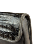 Gucci Vintage Grey Leather Flap Clutch