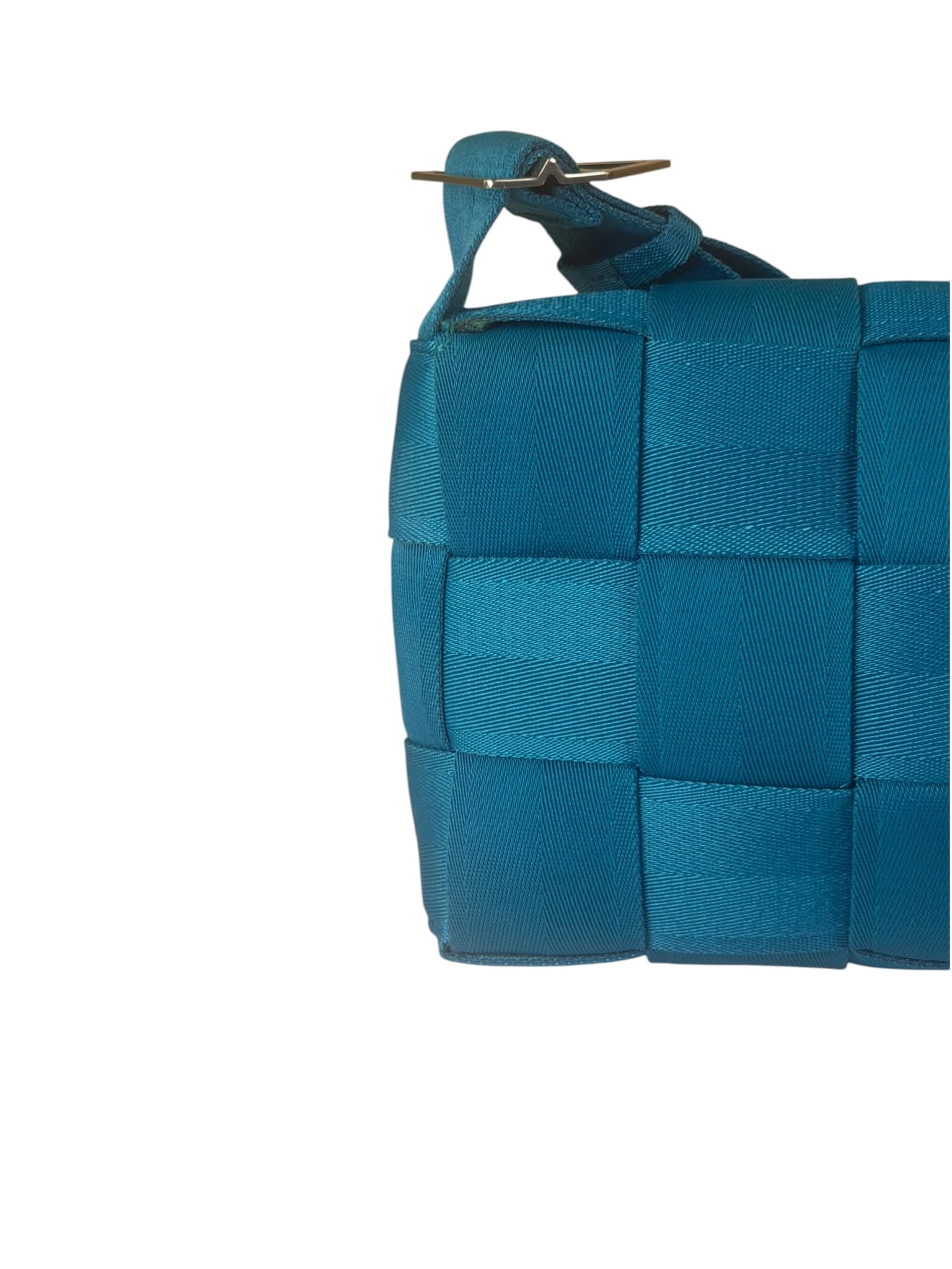 Bottega Veneta Teal Blue Intrecciato Cassette Flap Crossbody Bag