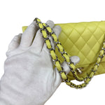 Chanel Yellow Neon Quilted Leather Classic Double Flap Bag 2010