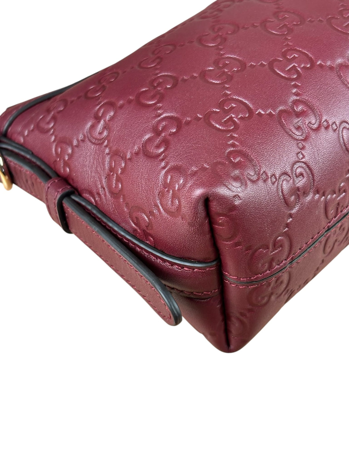 Gucci GG Emblem Red Leather Shoulder Bag