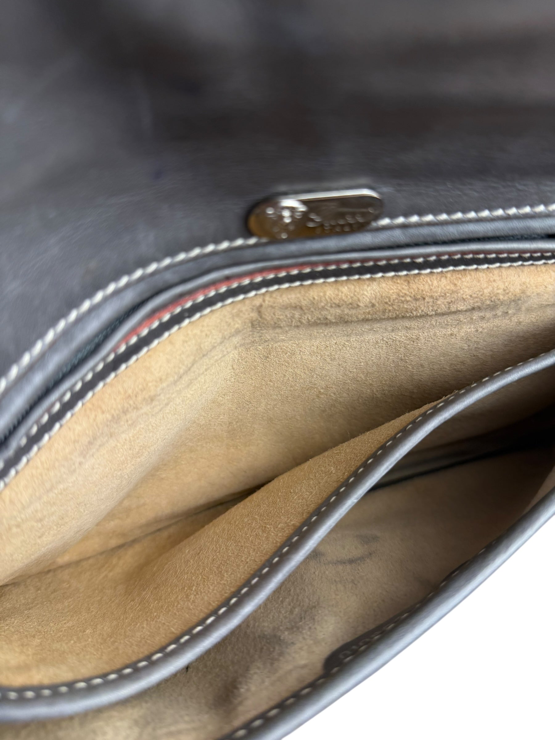 Gucci Vintage Grey Leather Flap Clutch