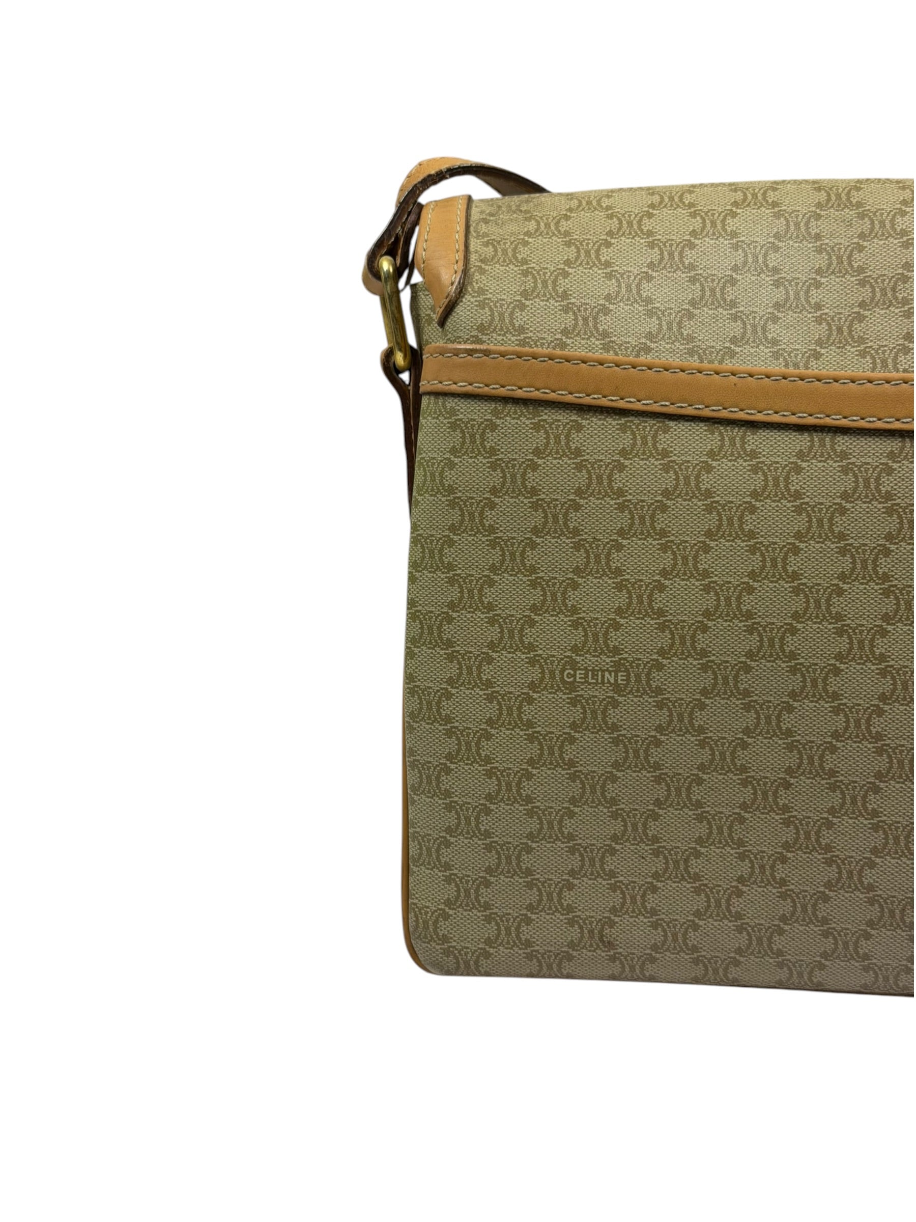 Celine Vintage Macadam Coated Canvas Crossbody Bag