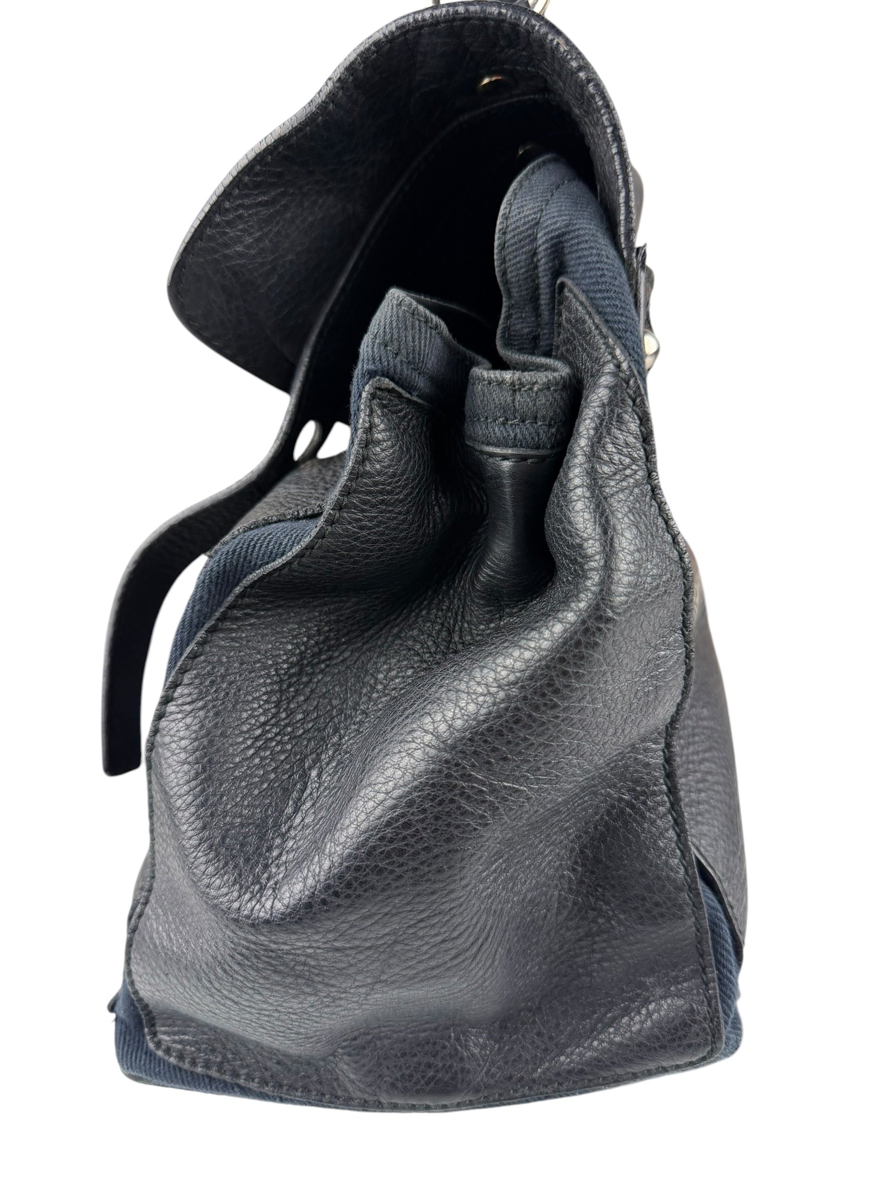 Saint Laurent Vintage Black Leather Top Handle Bag