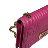 Fendi Roma Pink Leather Embossed Wallet on Chain