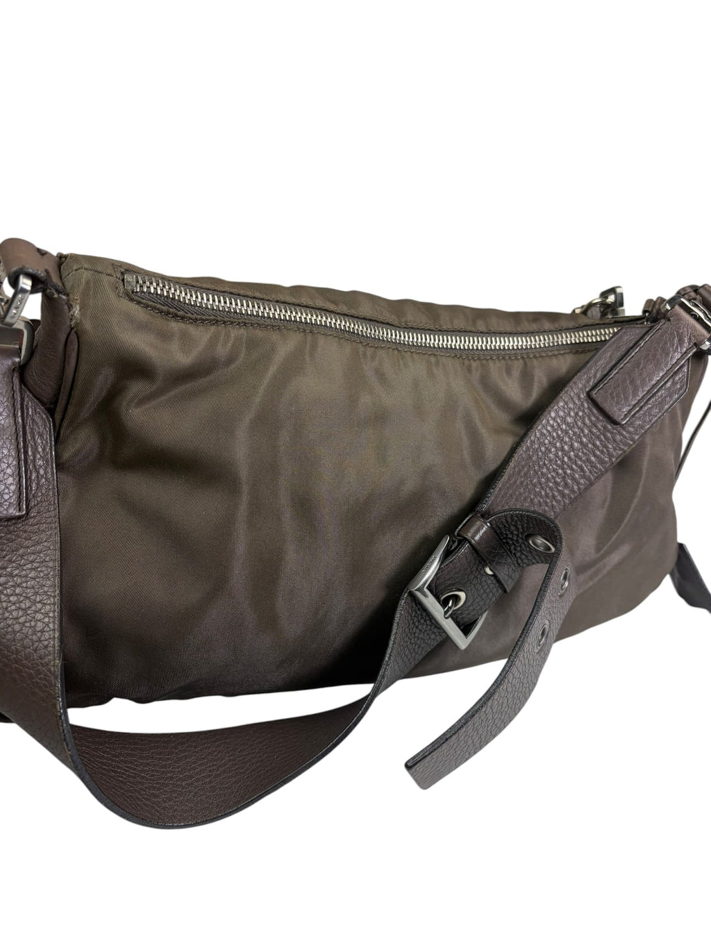 Prada Grey-Brown Taupe Tessuto Nylon Shoulder Bag