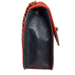 Chanel Red & Navy Trapezoid Flap Bag 1992