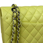 Chanel Yellow Neon Quilted Leather Classic Double Flap Bag 2010