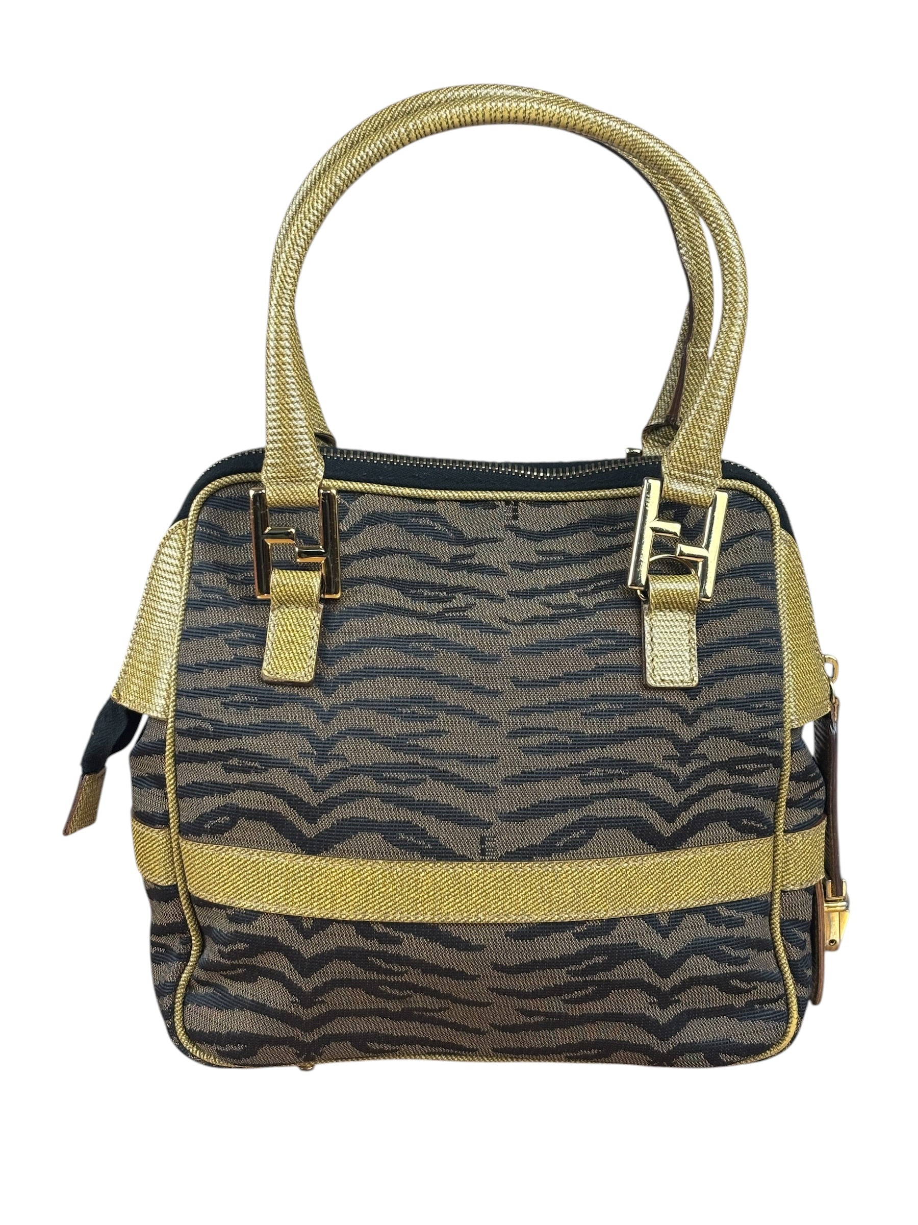 Fendi Vintage Tiger Print Mini Bowler Bag