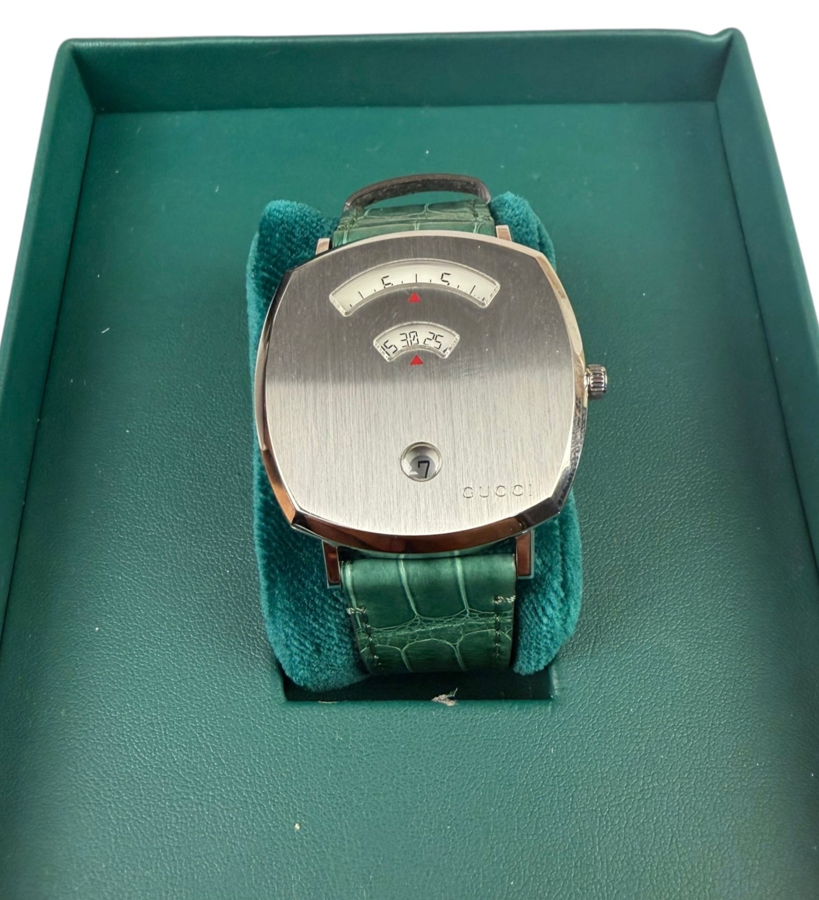 Gucci 157.3 Grip Green Croc Strap