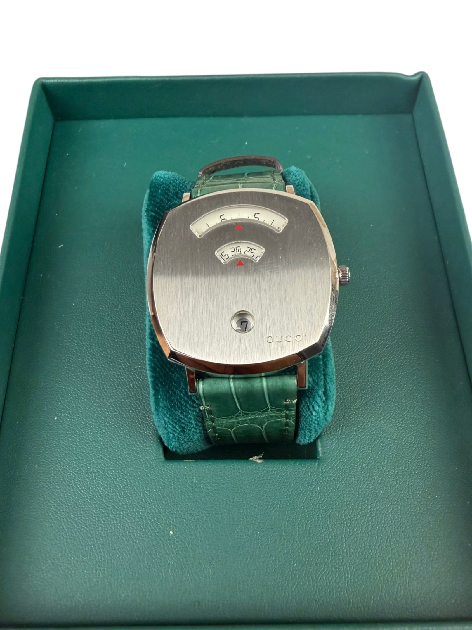 Gucci 157.3 Grip Green Croc Strap