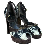 Miu Miu Vintage Woven Tweed Platform Sandals