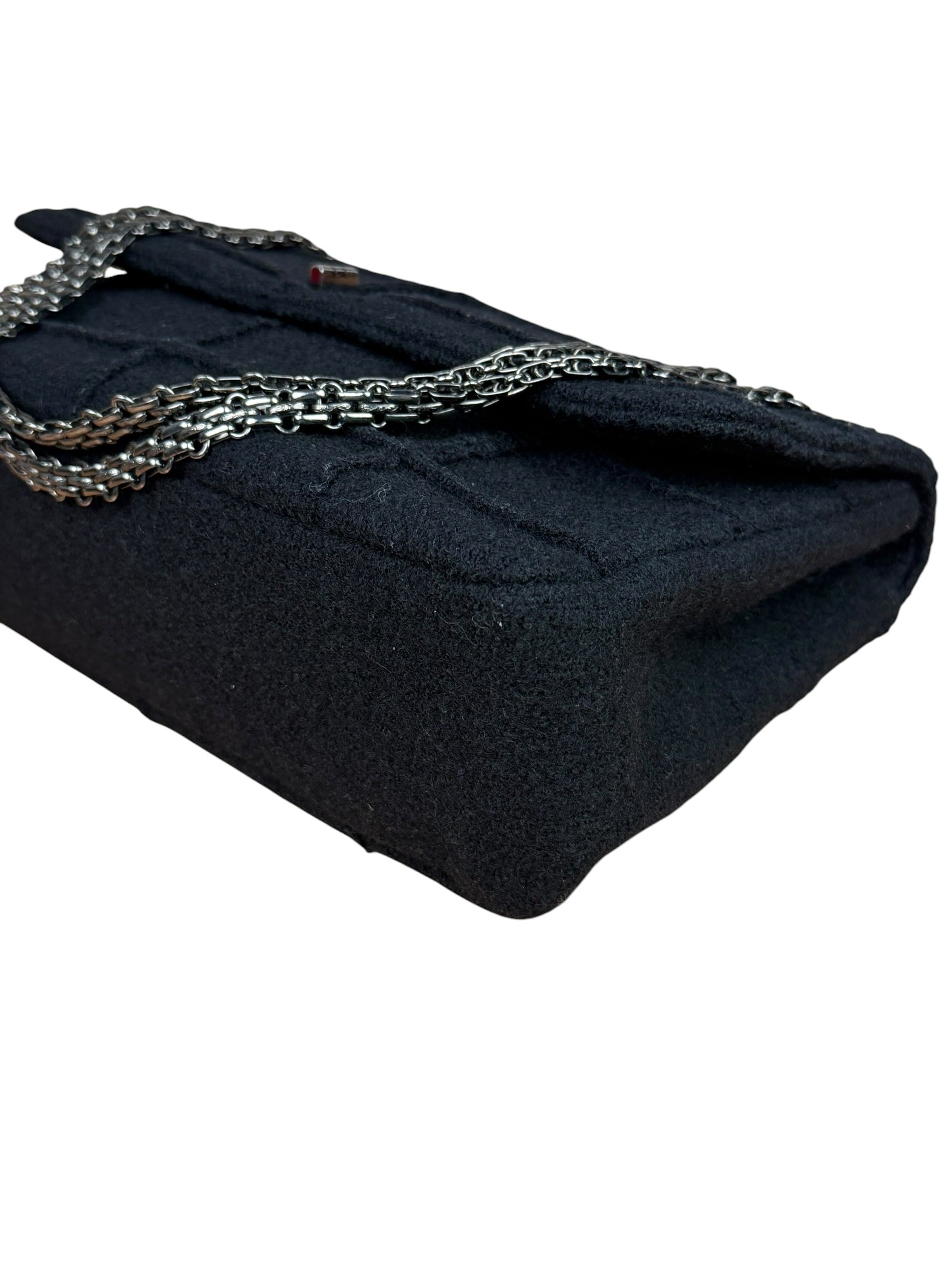Chanel Black Wool Quilted 2.55 Chain Flap Bag '97-'99