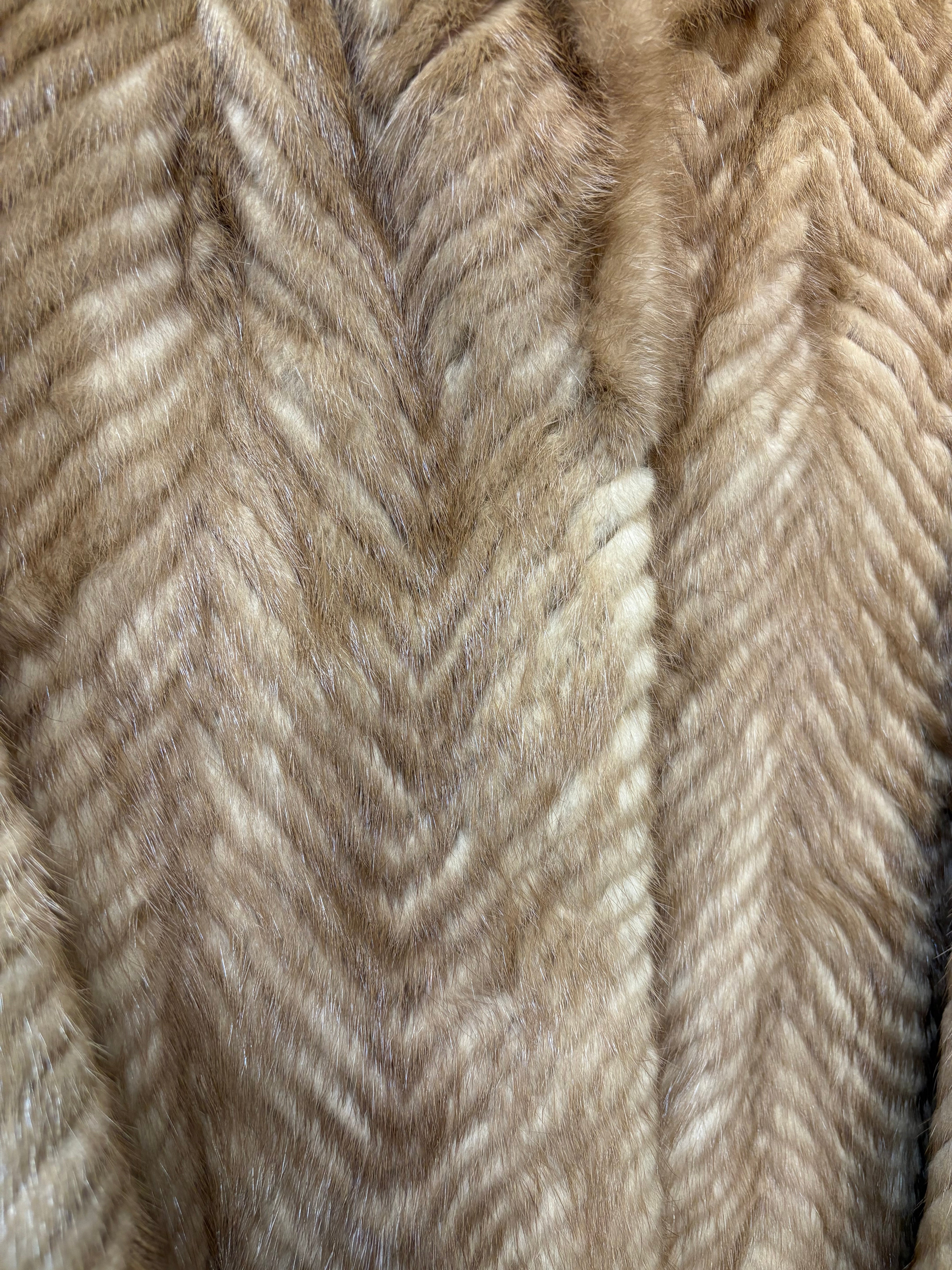 Vintage Light Brown Chevron Mink Fur Coat