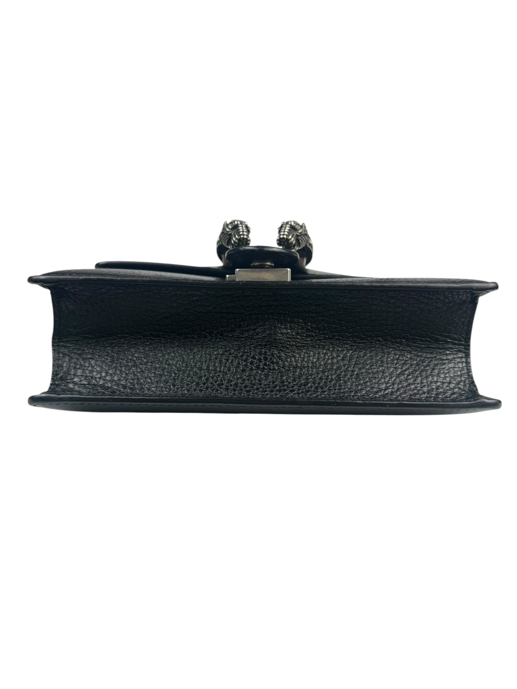Gucci Black Pebbled Leather Dionysus Small Chain Shoulder Bag