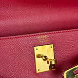 Hermes Kelly 32 Courchevel Rouge Vif Gold Handbag 1997