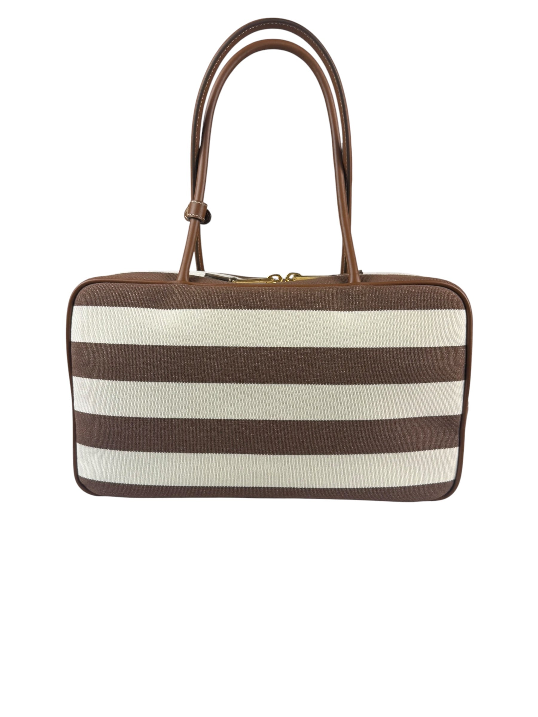 Miu Miu Canvas Stripped Beau Top Handle Bag