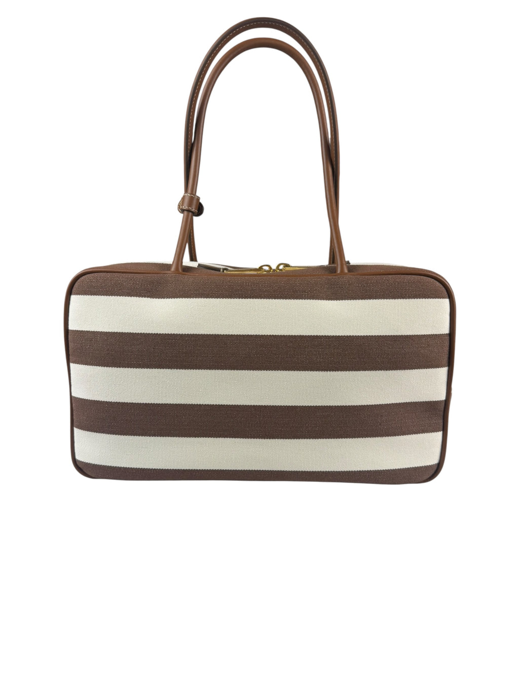 Miu Miu Canvas Striped Beau Brown/White Shoulder Bag