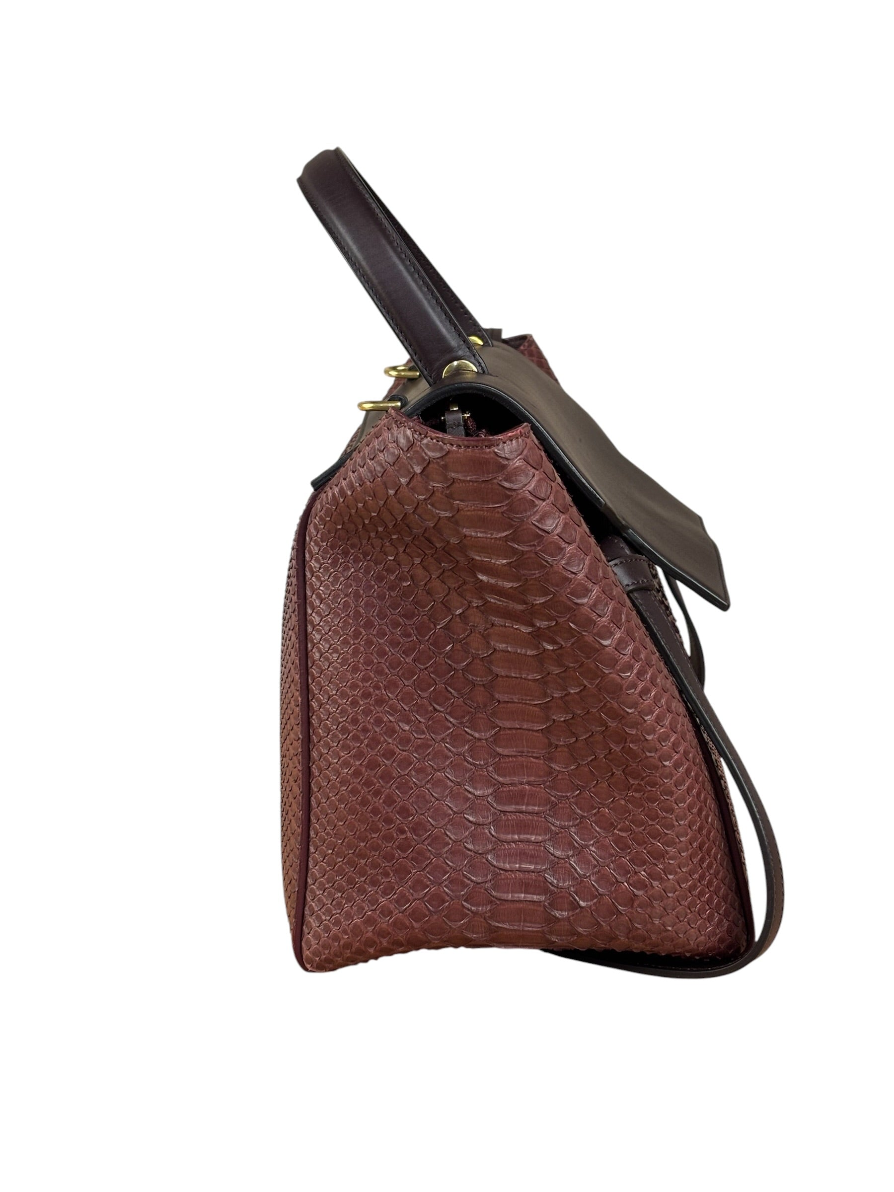 Celine Maroon Python Embossed Trapeze Bag