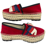 Gucci Red Velvet Pilar Platform Espadrilles
