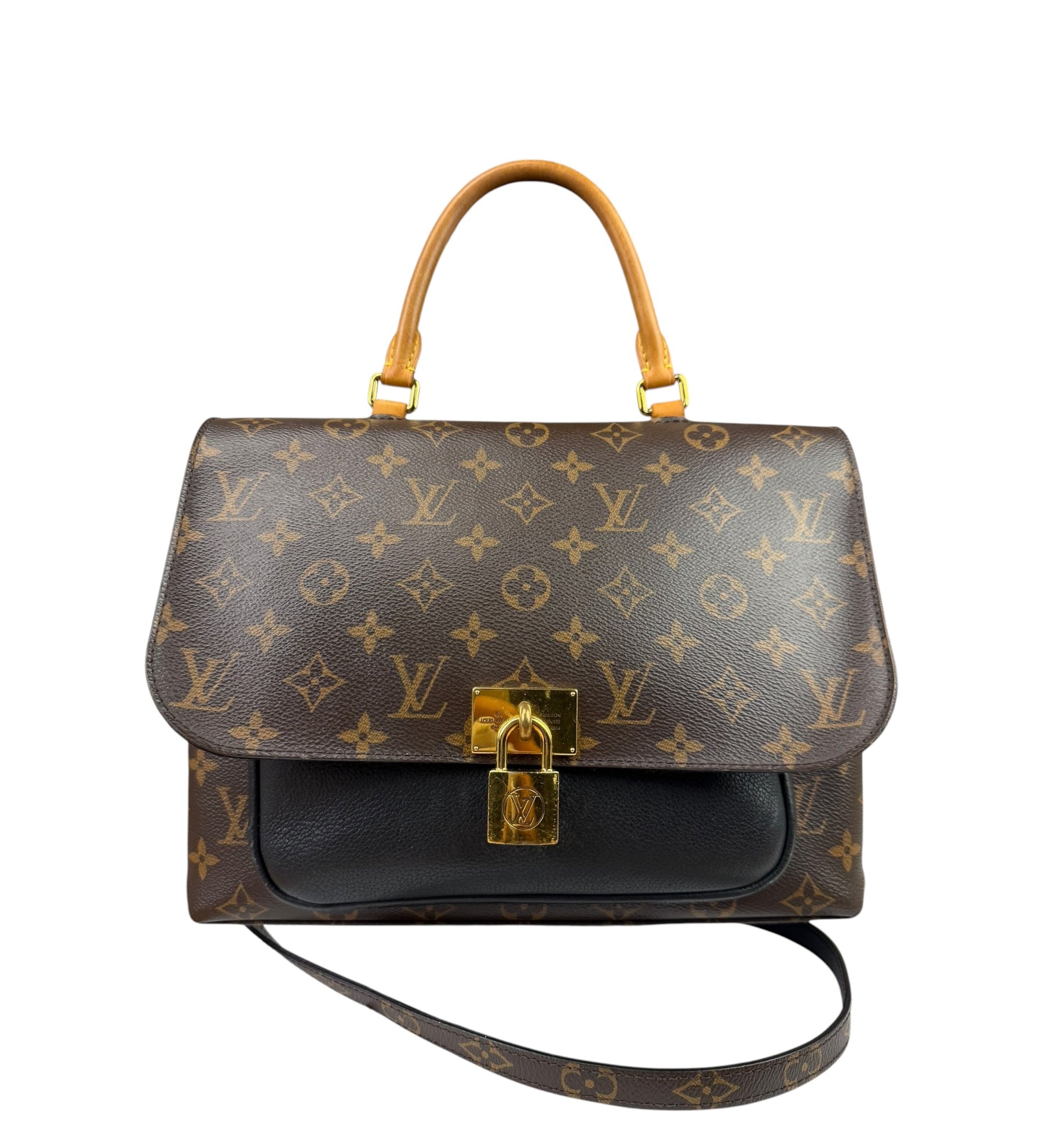 Louis Vuitton Black Leather/ Monogram Marignan 2Way Bag