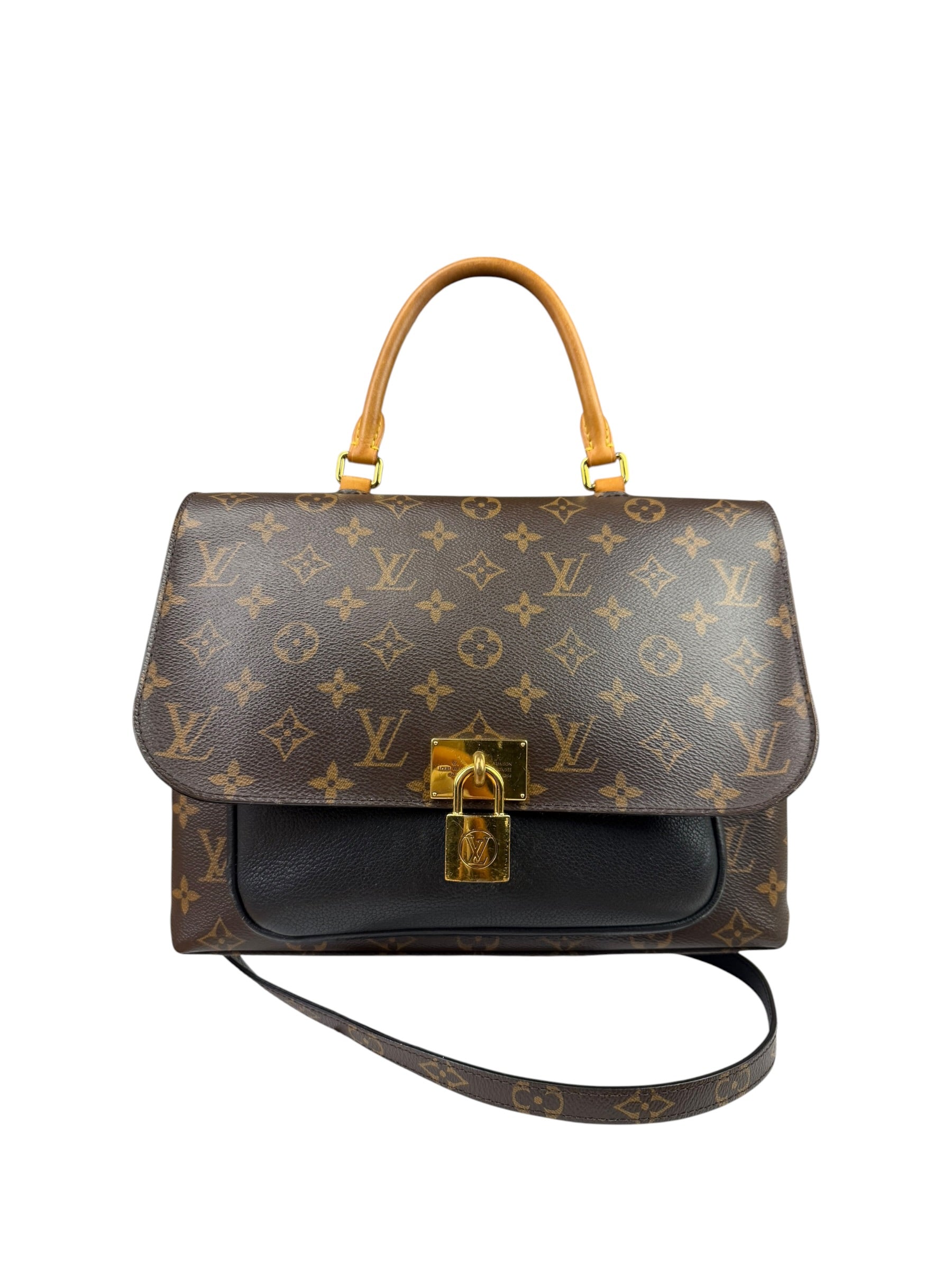 Louis Vuitton Black Leather/ Monogram Marignan 2Way Bag
