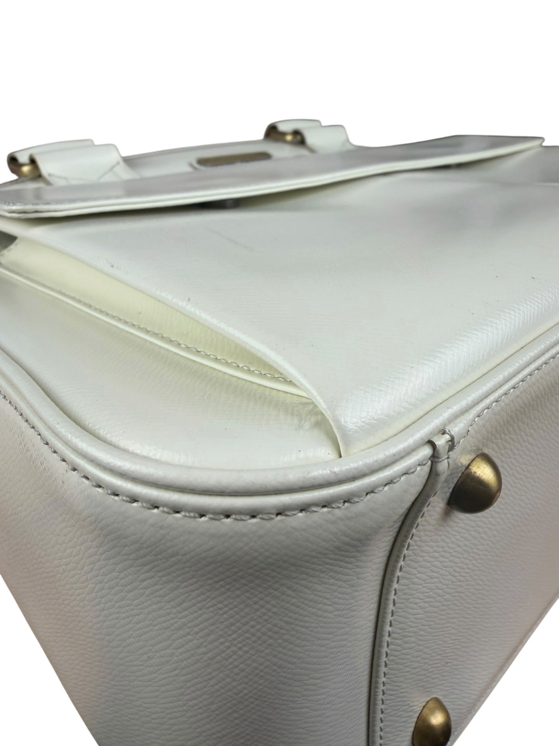 Burberry White Leather Multi-Pocket Handbag
