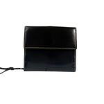 Fendi Black Patent Leather Coacted Canvas French Compact Wallet