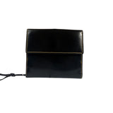 Fendi Black Patent Leather Coacted Canvas French Compact Wallet