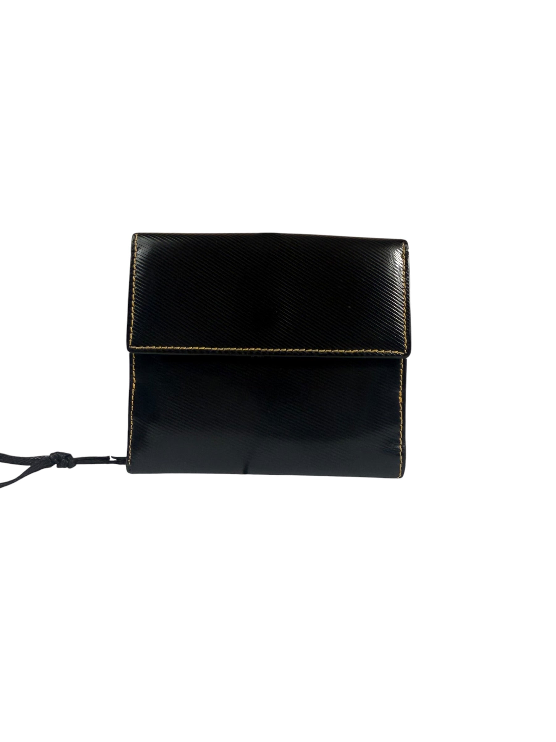 Fendi Black Patent Leather Coacted Canvas French Compact Wallet