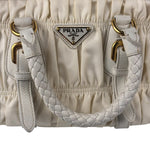 Prada Y2K Ivory Gaufre Nylon Woven Leather 2Way Mini Handbag