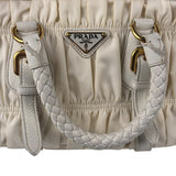 Prada Y2K Ivory Gaufre Nylon Woven Leather 2Way Mini Handbag