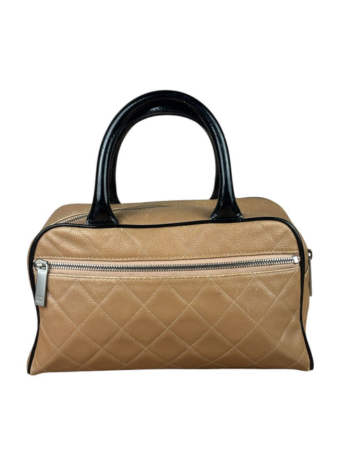 Chanel Beige/Black Quilted Leather Small Boston Bag 2000