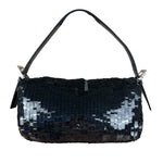 Fendi Vintage Black Sequin Baguette Shoulder Bag