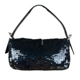 Fendi Vintage Black Sequin Baguette Shoulder Bag