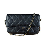 Chanel Black Quilted Flap Phone Chain Handbag