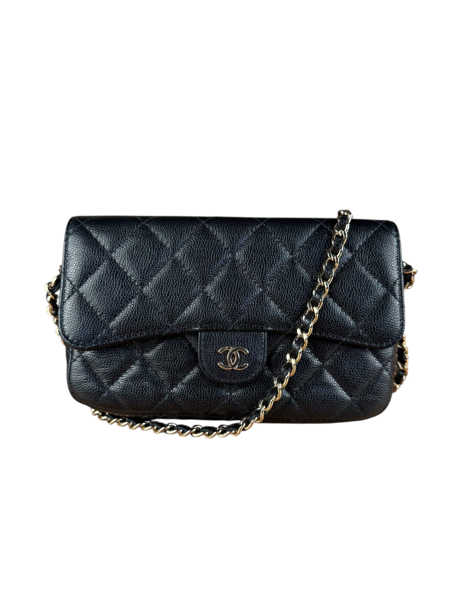 Chanel Black Quilted Flap Phone Chain Handbag