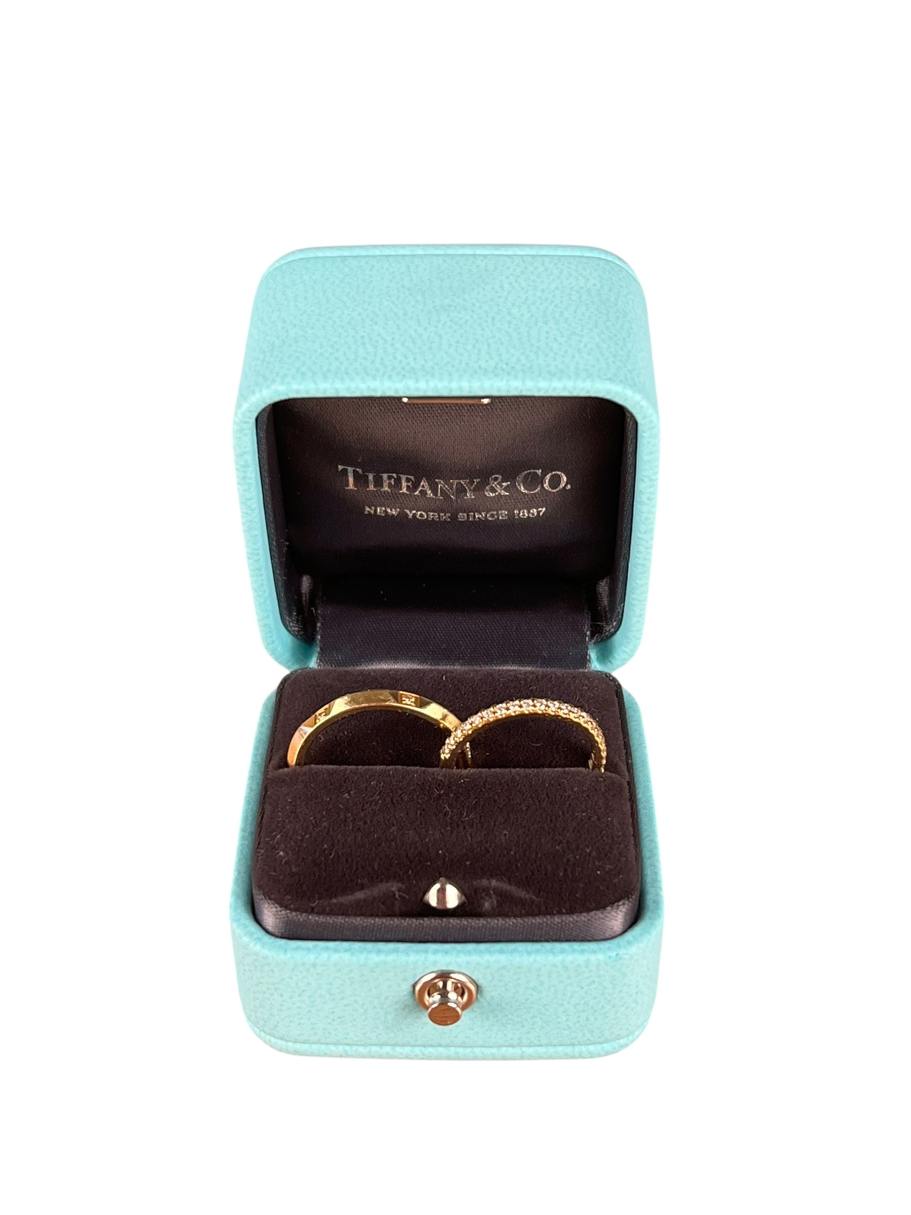 Tiffany & Co His & Hers Rings 18k Gold w/ Diamonds