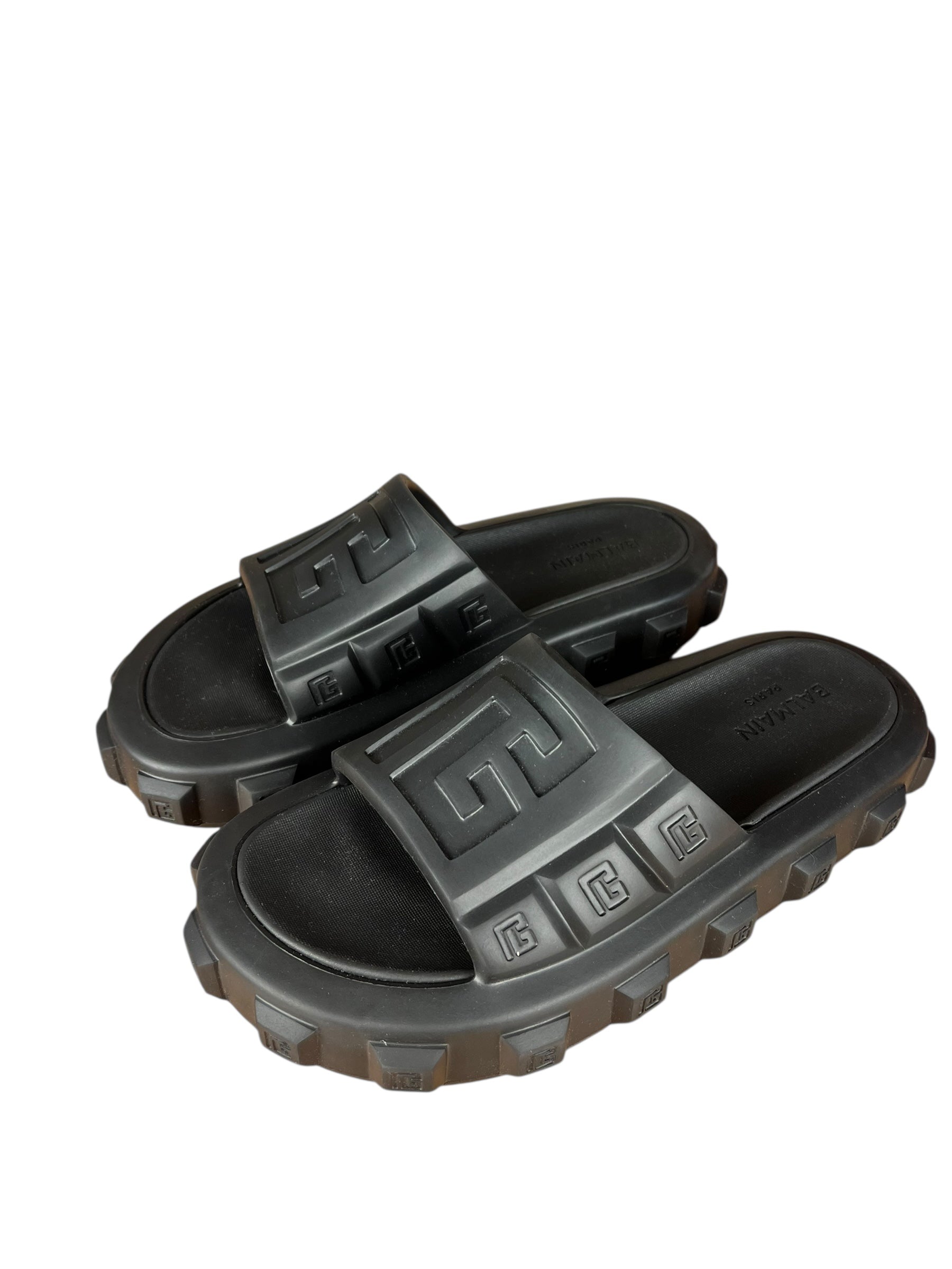 Balmain Ari Black Rubber Sandals