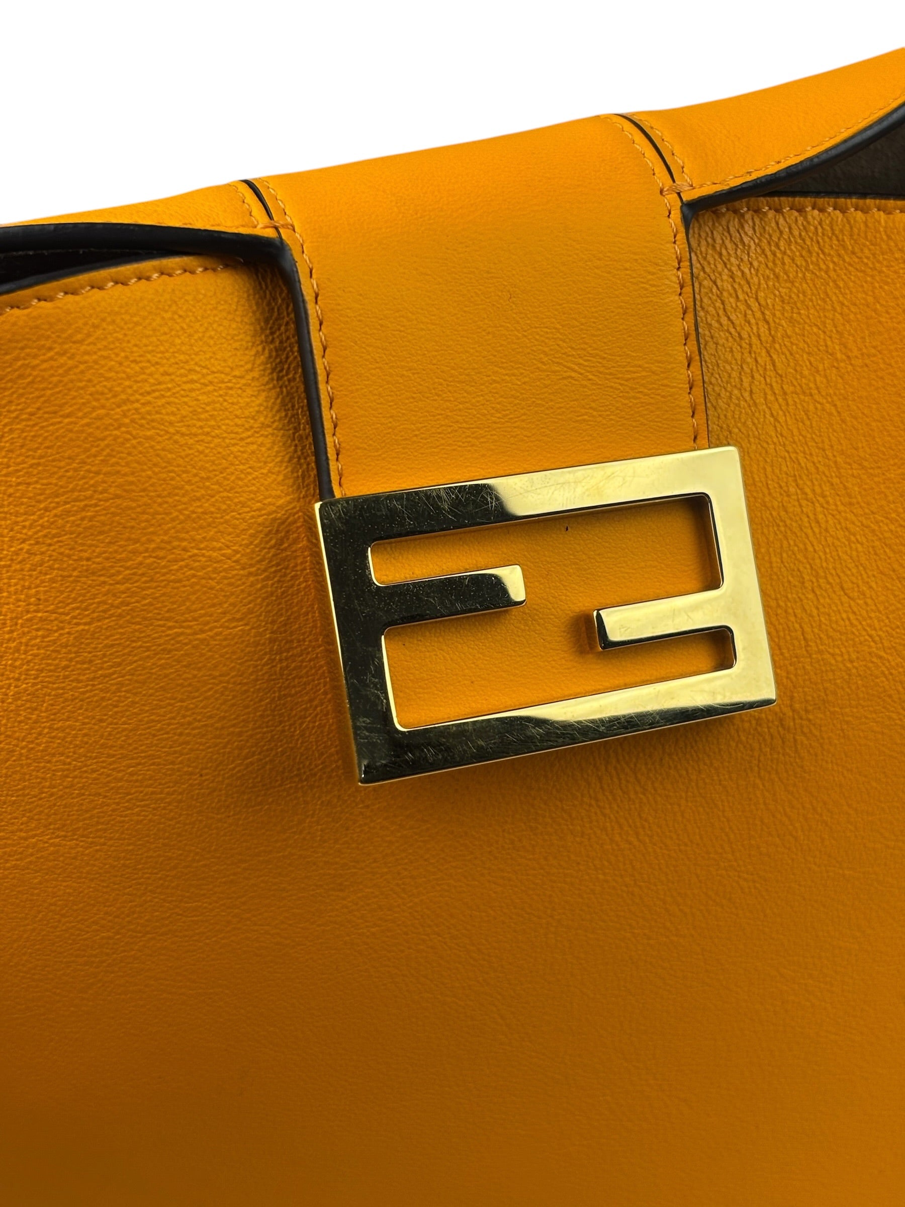 Fendi Orange Leather Small Croissant Hobo Bag