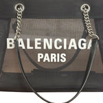 Balenciaga Black Leather Trim Mesh Duty Free Tote Bag