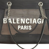 Balenciaga Black Leather Trim Mesh Duty Free Tote Bag