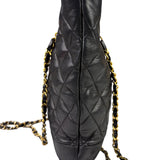 Chanel Vintage Black Quilted Lambskin Chain Shoulder Bag 1989