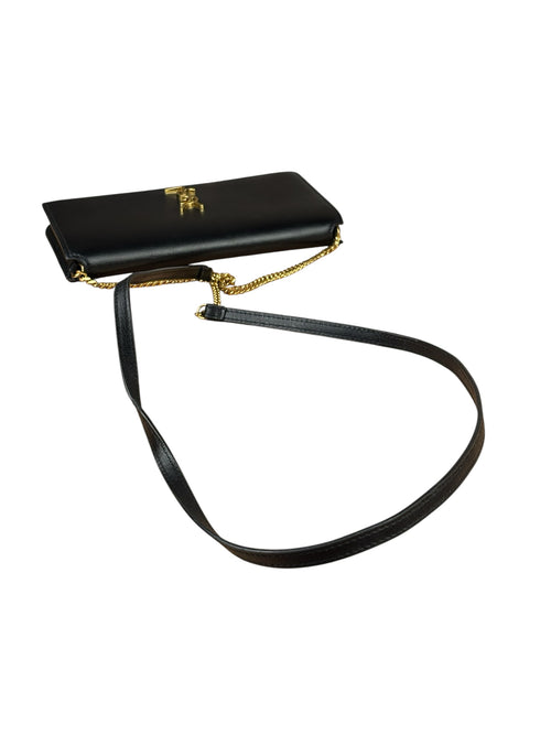 YSL Black Leather Cassandre Shoulder Bag