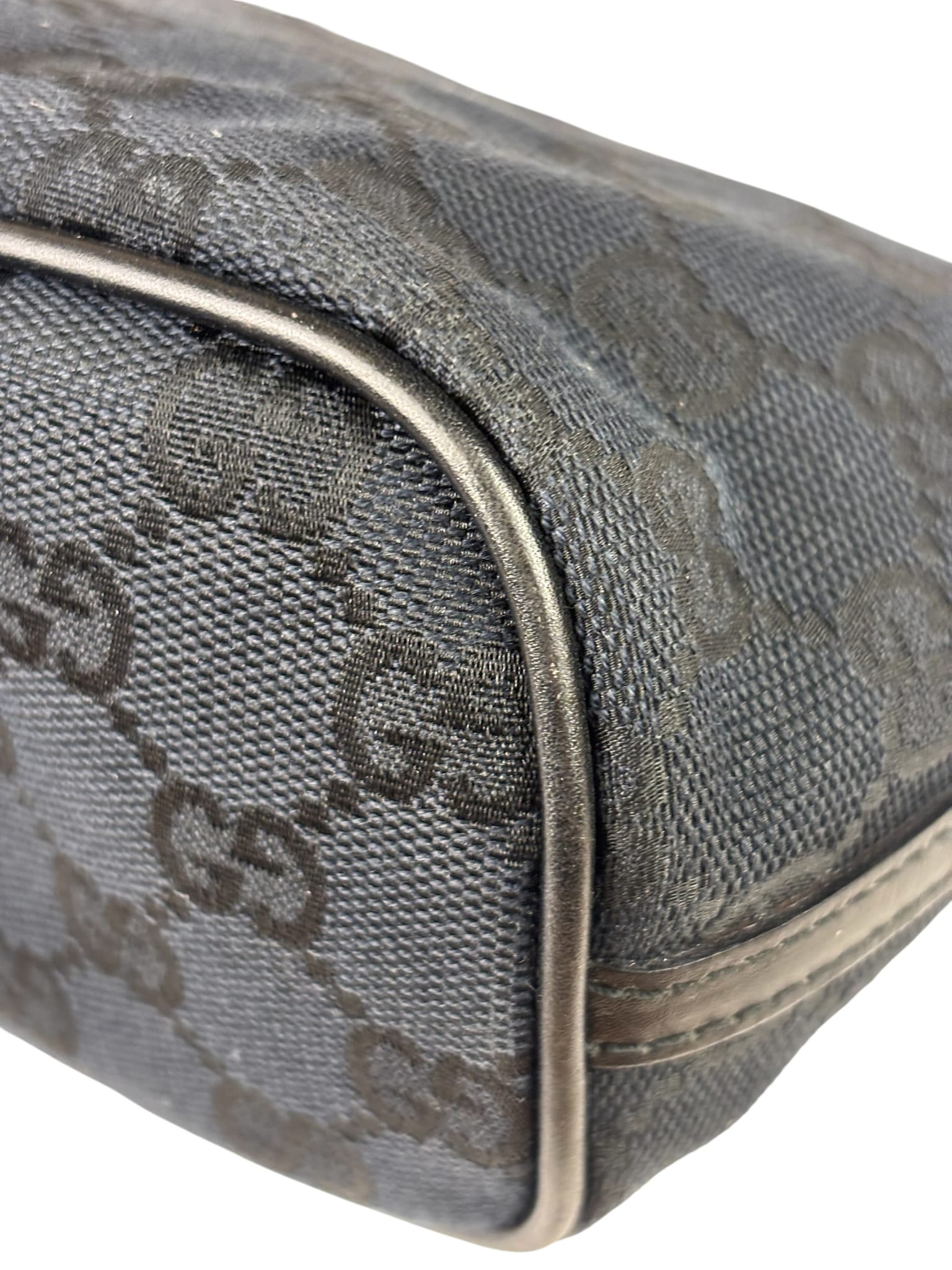 Gucci Black Canvas GG Print Mini Boat Pochette