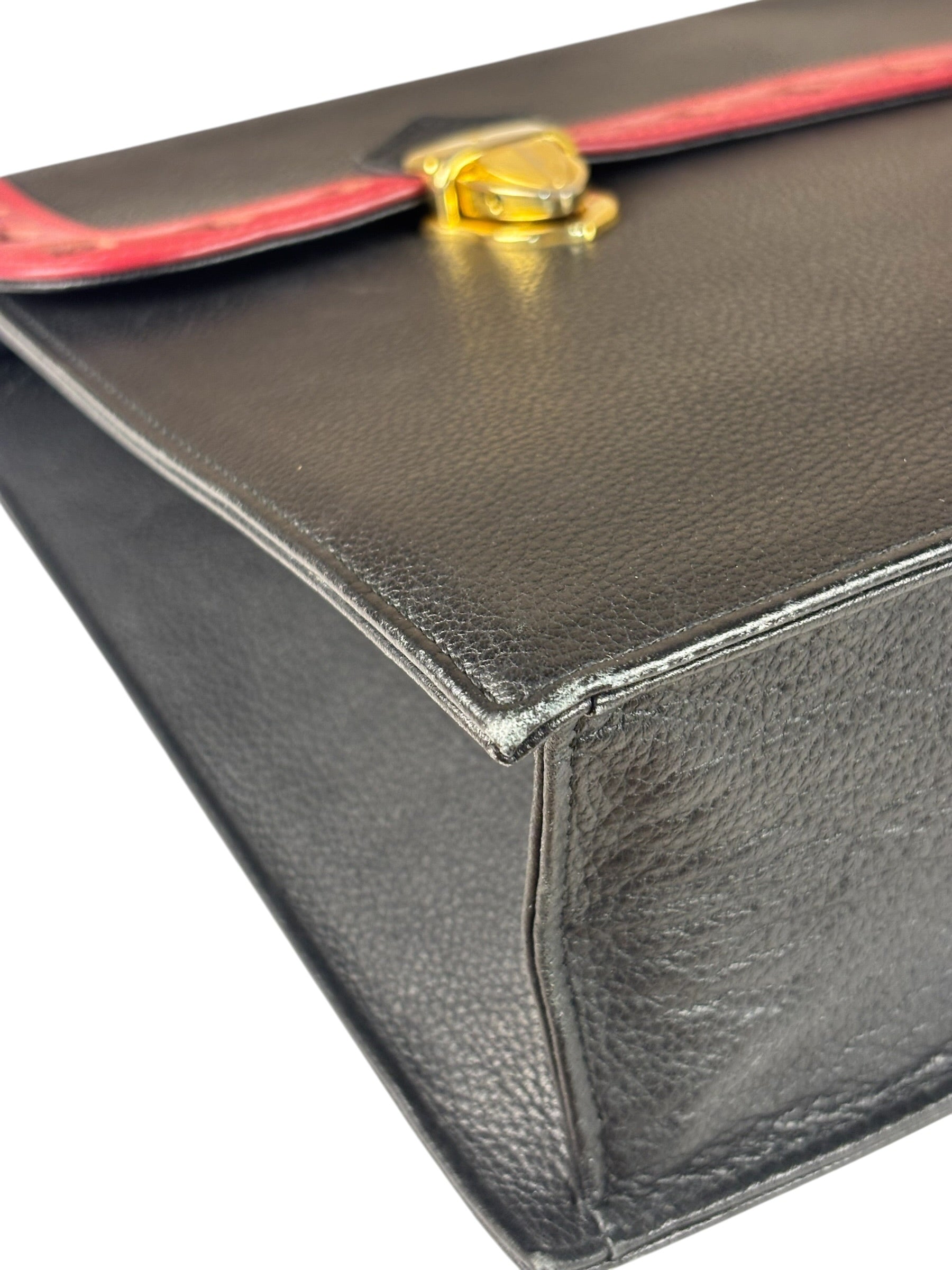 Yves Saint Laurent Vintage Black Leather Briefcase Two-Way Bag