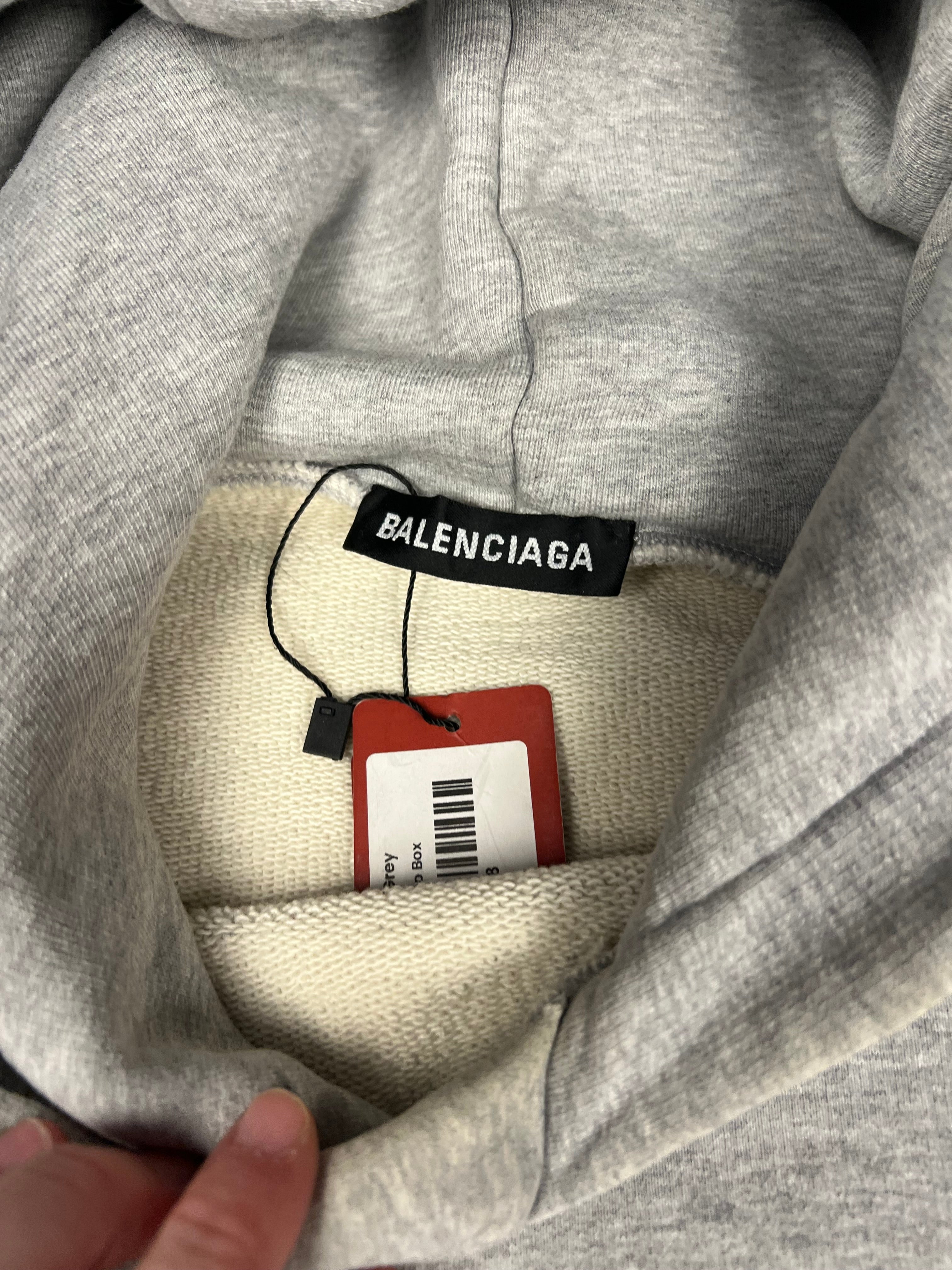 Balenciaga Logo Pullover Hoodie Grey