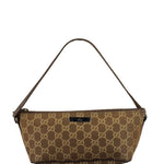 Gucci Brown Leather Trim GG Boat Pochette