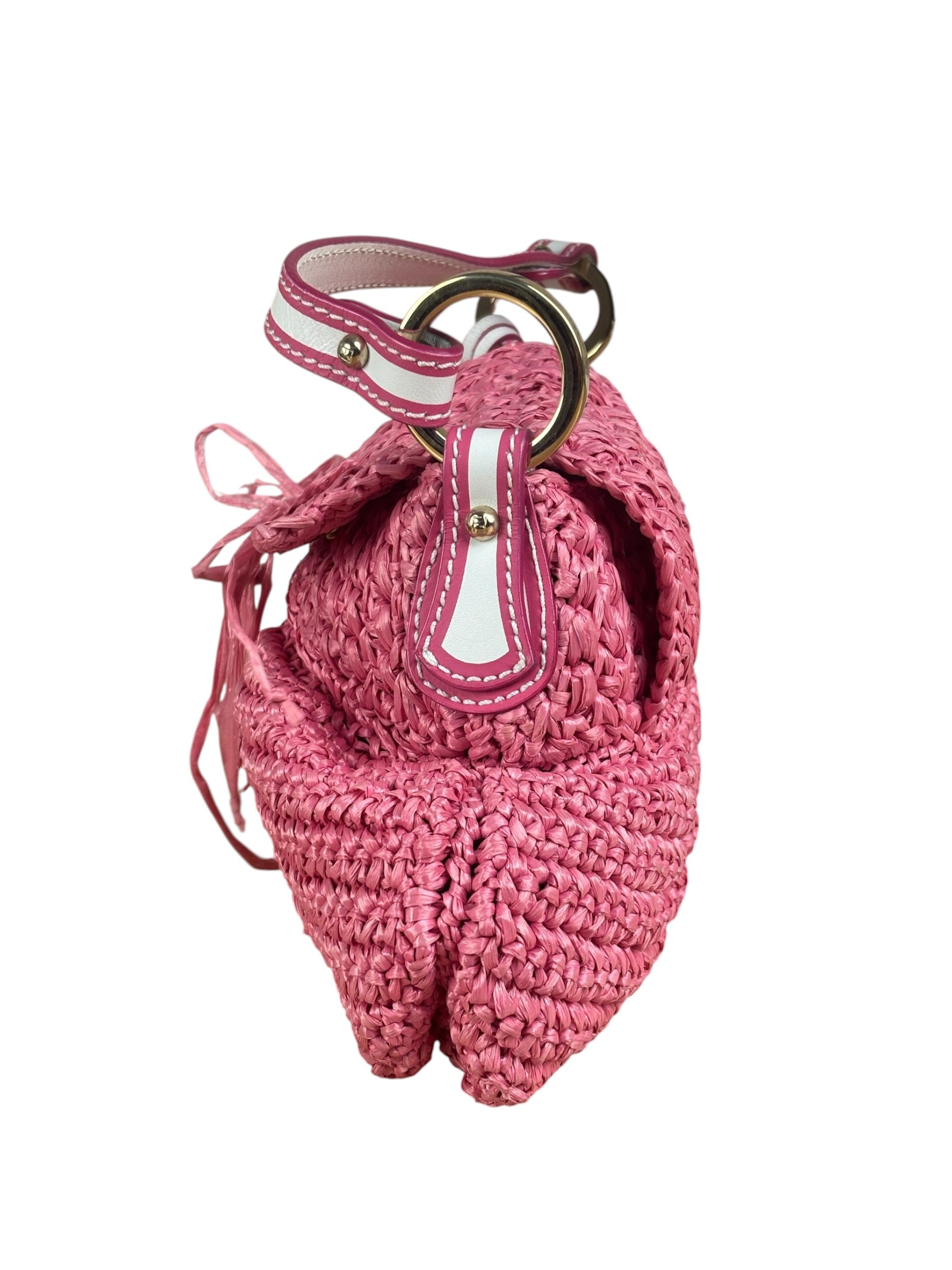 Fendi Pink Raffia Mini Chef Bag