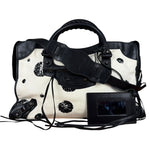 Balenciaga City Bag Canvas Leather Black Beige